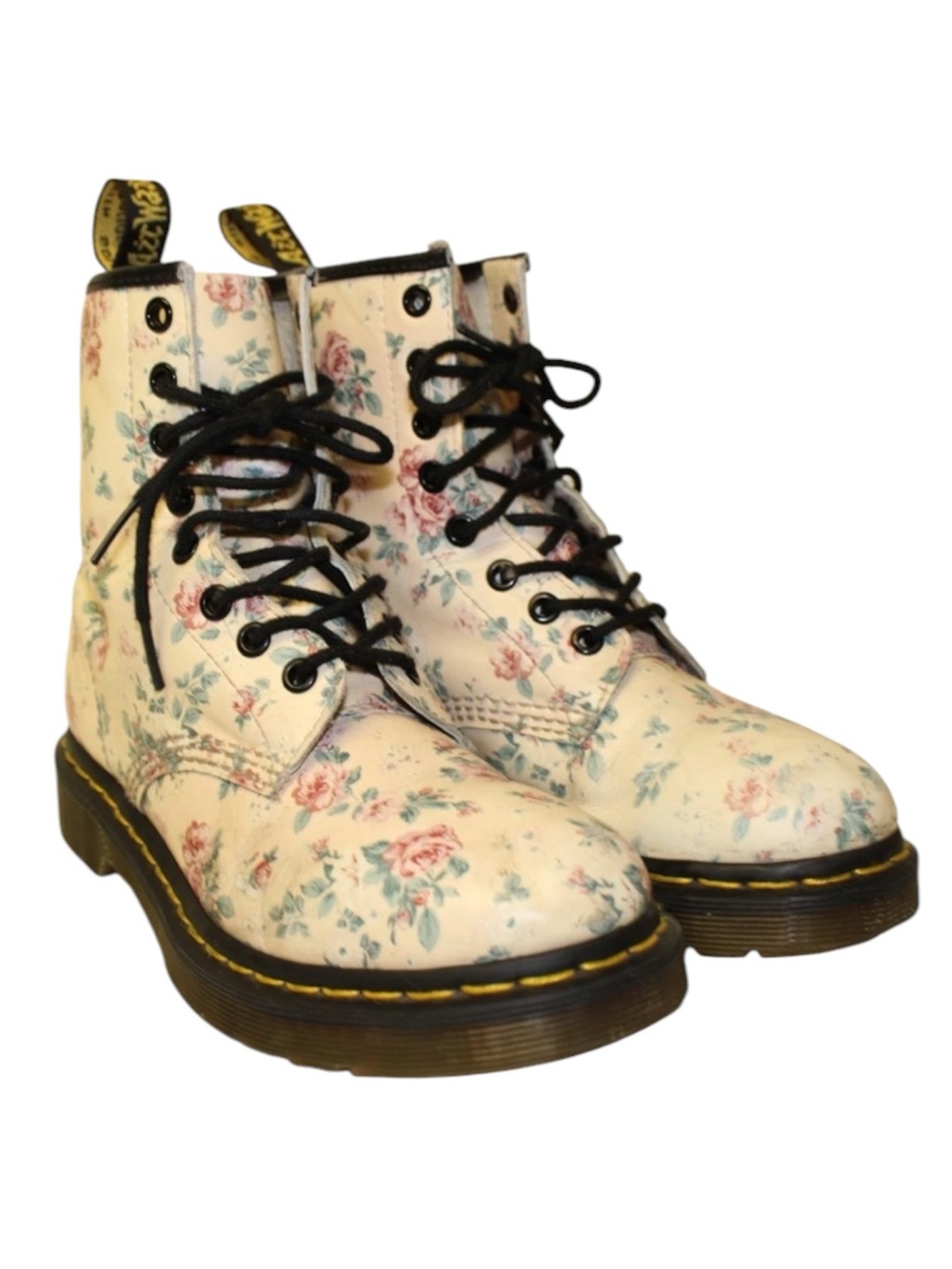 Dr. Martens Vintage Rose Floral Leather Combat Womens Size 6 US